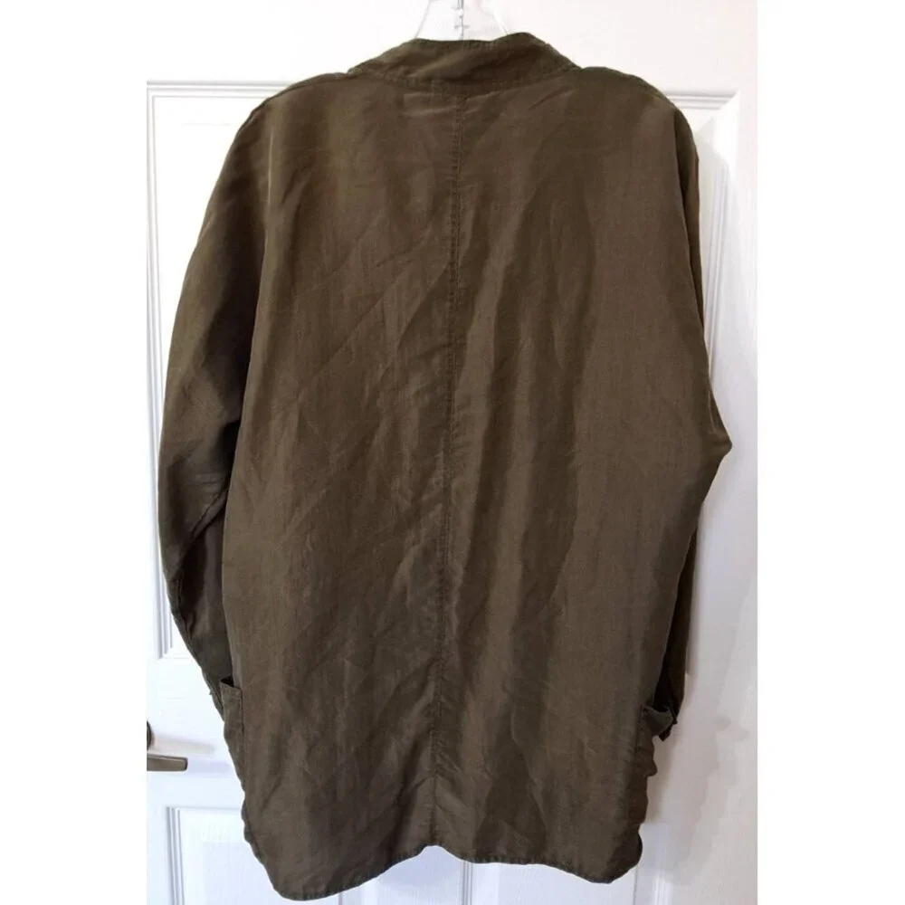 Silk Studio Claude Bennett 12 Olive Skirt Suit Open Jacket 100% Silk